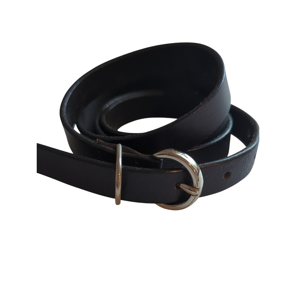 Black Leather Belt with‎ Silver Hardware 1/2" Width size XL Made In USA